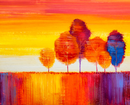 original oil painting of autumn landscape