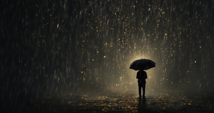 moody rain on black